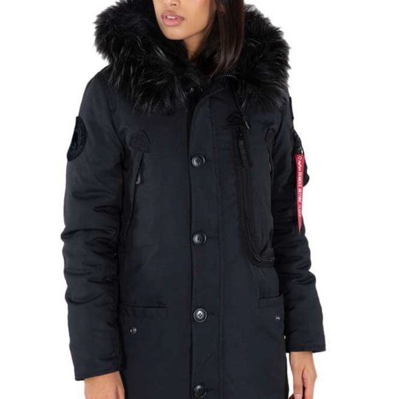 Alpha Industries ❄️ 😍 Polar Jacket ❄️ 😍ALL BLACK Size M - Picture 6 of 13